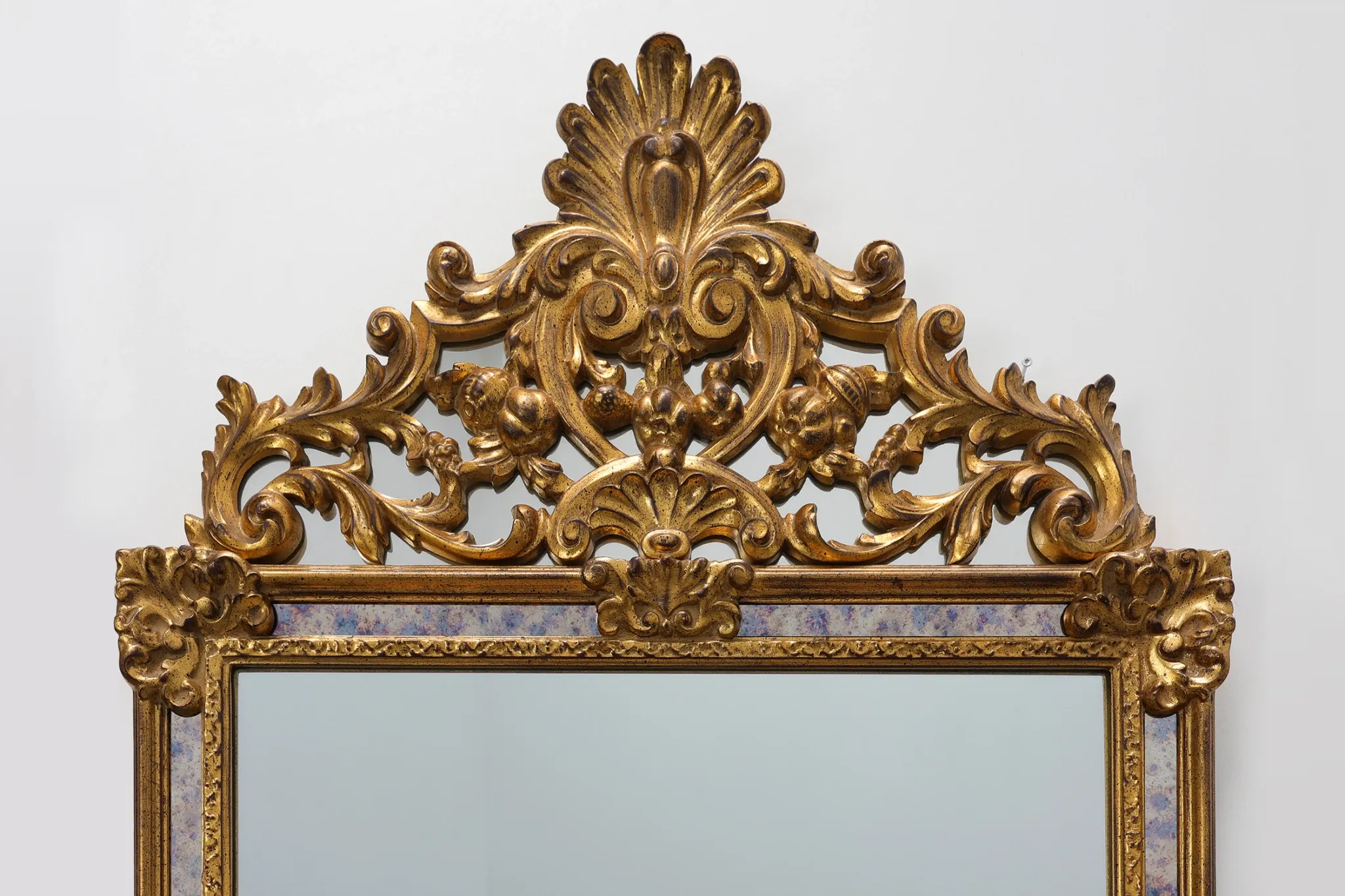 Mirror with Acanthus Crest and Marbled Borderby Deknudt, Belgium, 20th Cent