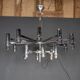 20thC ITALIAN CHROME & SMOKED GLASS EIGHTEEN LIGHT CHANDELIER c.1970
