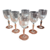 6 clear wine glasses VMC Reims France, teardrop, diamond Roxane 4 cl