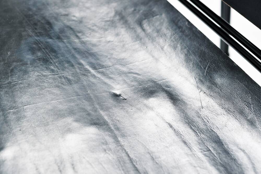 Black modernist design lounge set by Jan van Opzeeland in leather and steel bar, Netherlands, 1980s