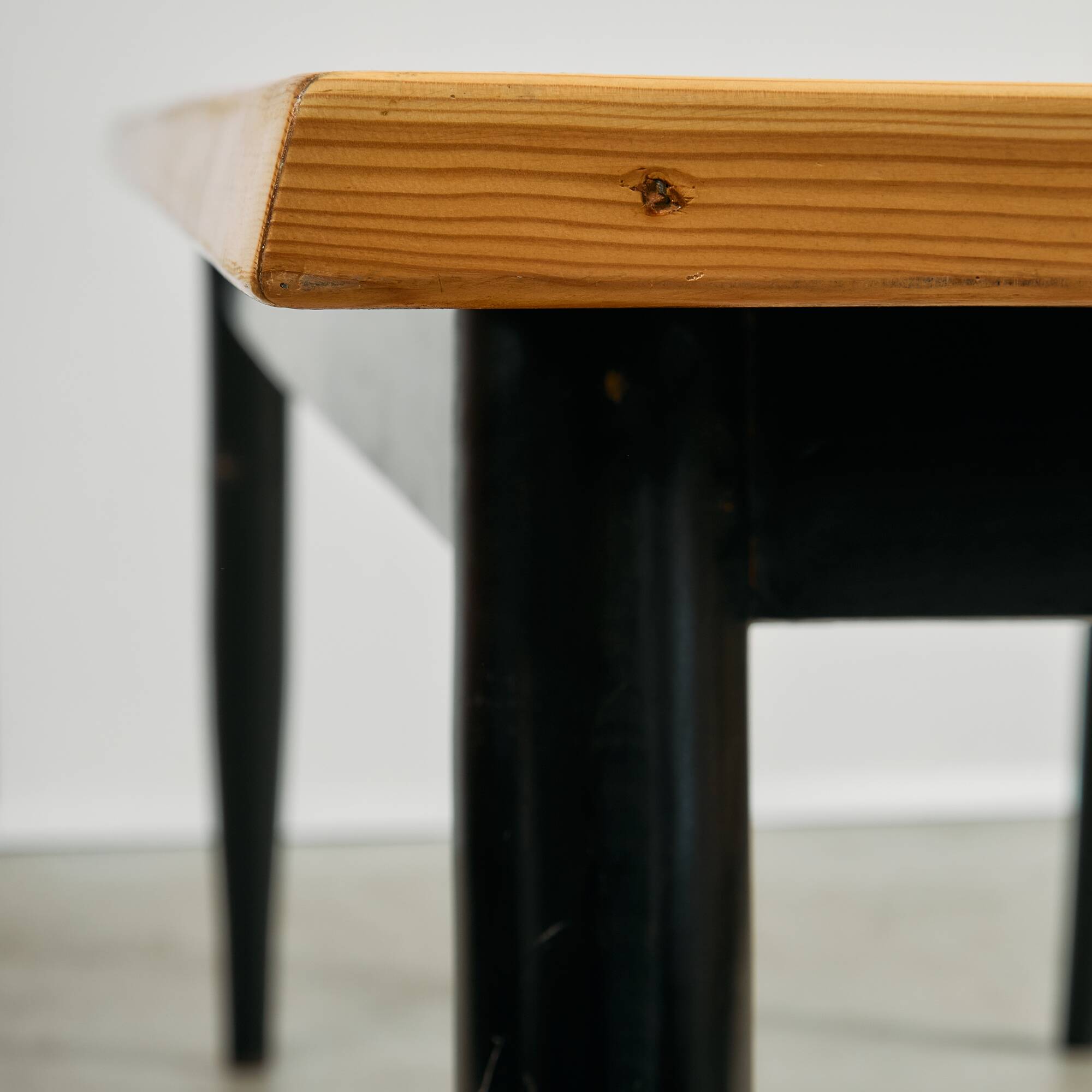 Long Canadian Pine Table with Black Legs