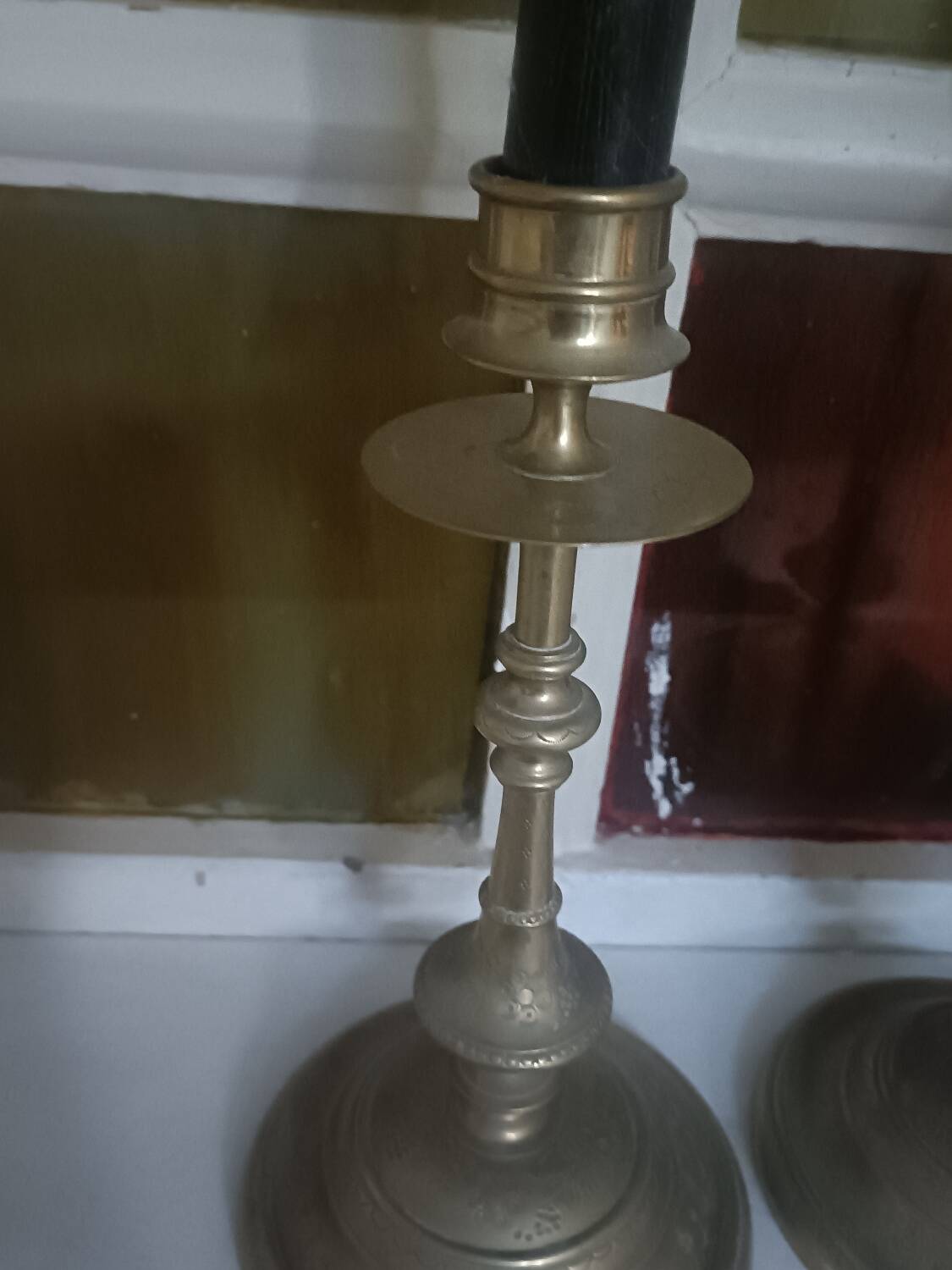 Pair of chiselled candlesticks