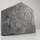 Slate Bas-Relief with Floral Motifs, Signed, 1970s