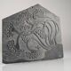Slate Bas-Relief with Floral Motifs, Signed, 1970s