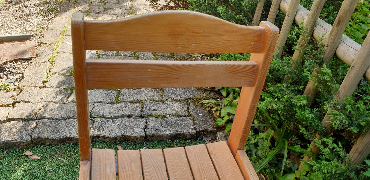 Vintage pine chair armchair from the 70s