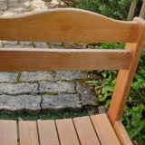 Fauteuil chaise vintage en pin années 70