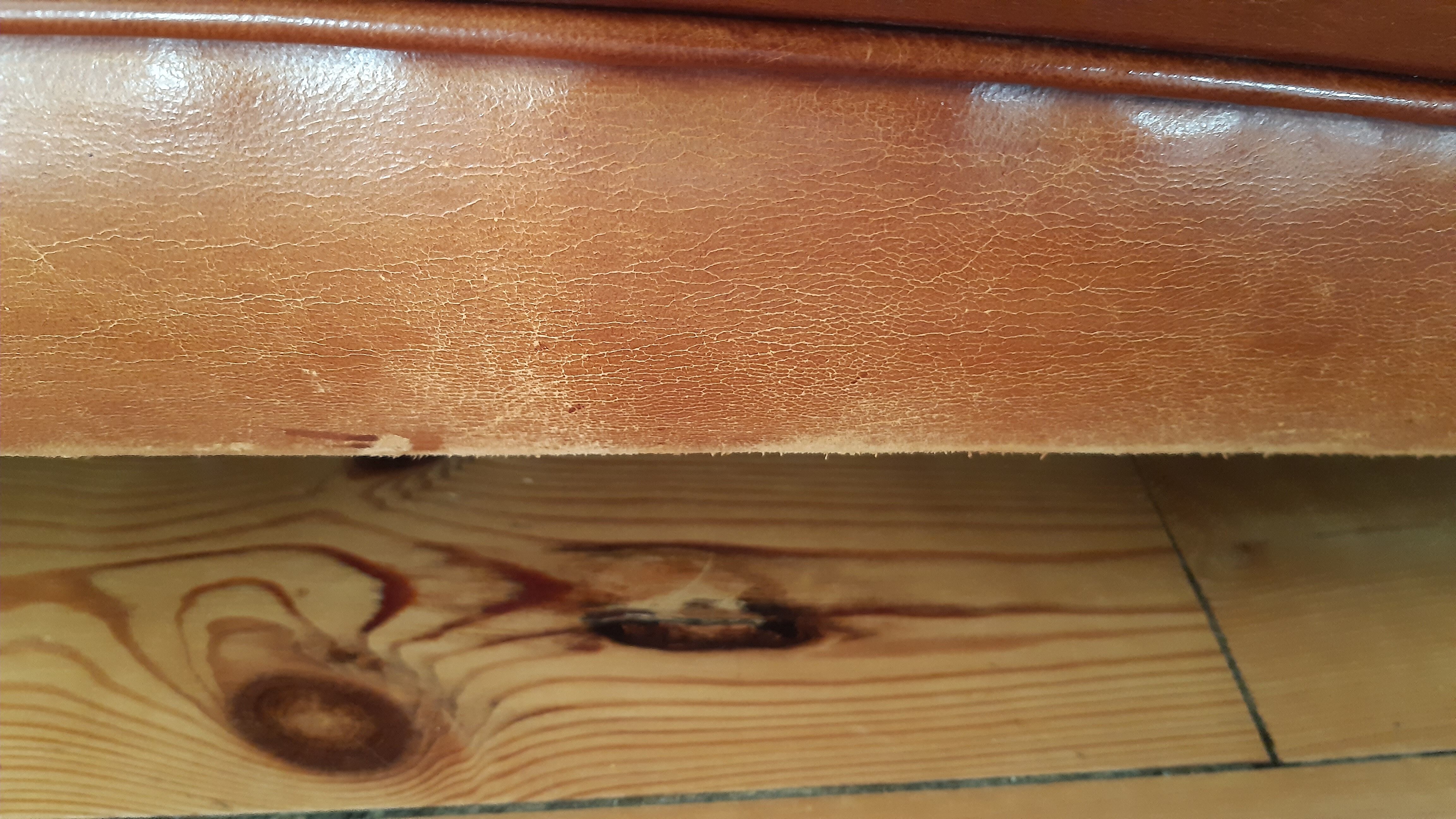 Tawny leather canape