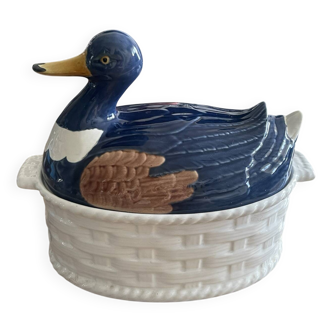 Vintage duck-shaped terrine Chic country decoration English tableware