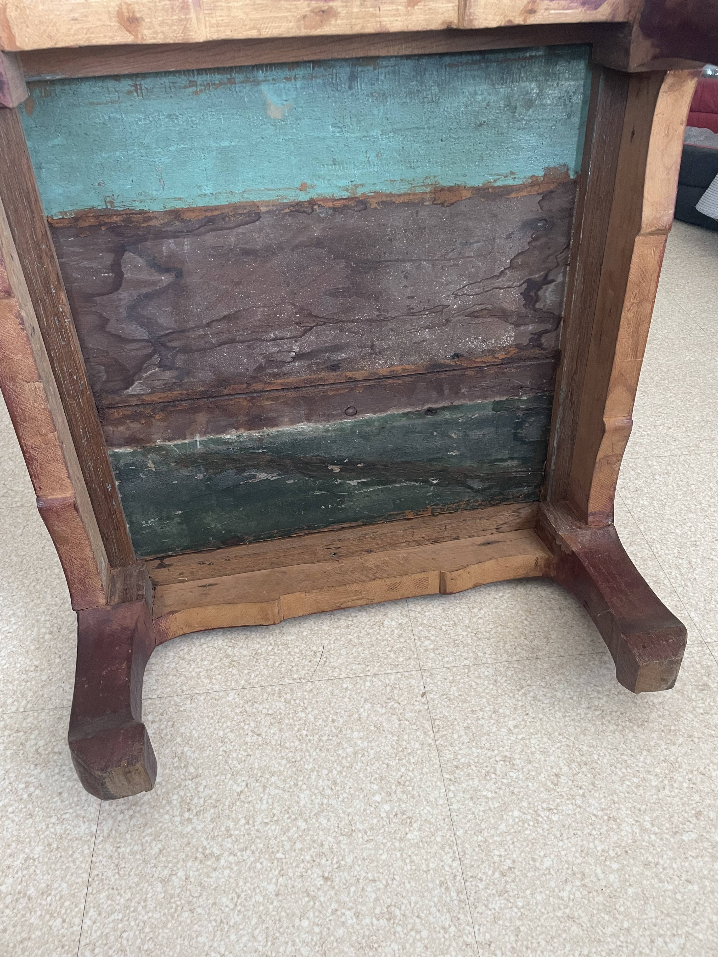Ancient Chinese kang table – solid elm, horse hoof legs