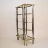 Mid-Century Hollywood Regency French Chrome and Brass Shelf, 1970s