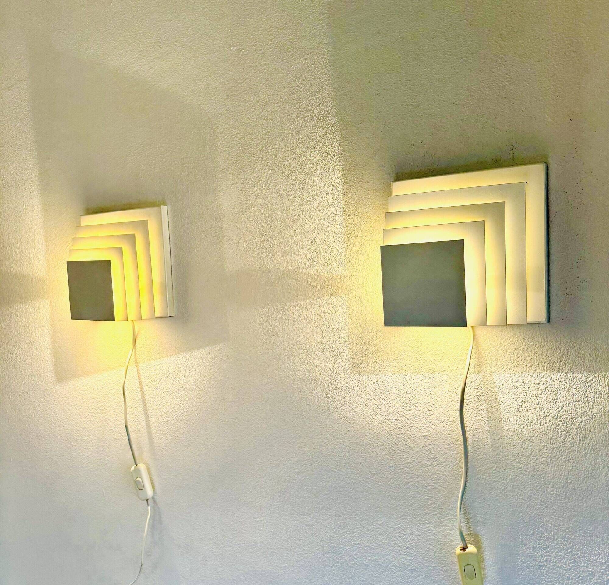 Geometric Square Layered Wall Lamps By Unknown Designer, The Netherlands 1960S