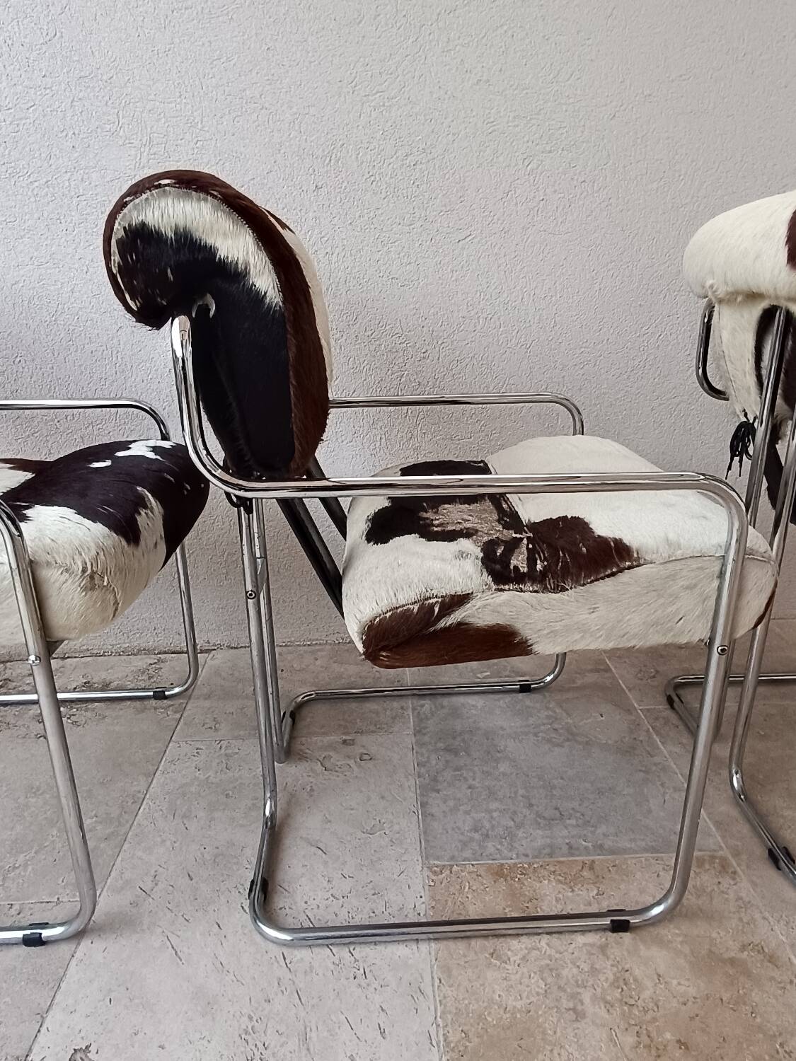 Set of 4 vintage Cucroma armchairs – Guido Faleschini – leather