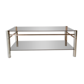 Table en verre et métal chromé