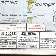 Ancienne carte scolaire Vidal-Lablache 322, 1960 - Planisphère monde, Out