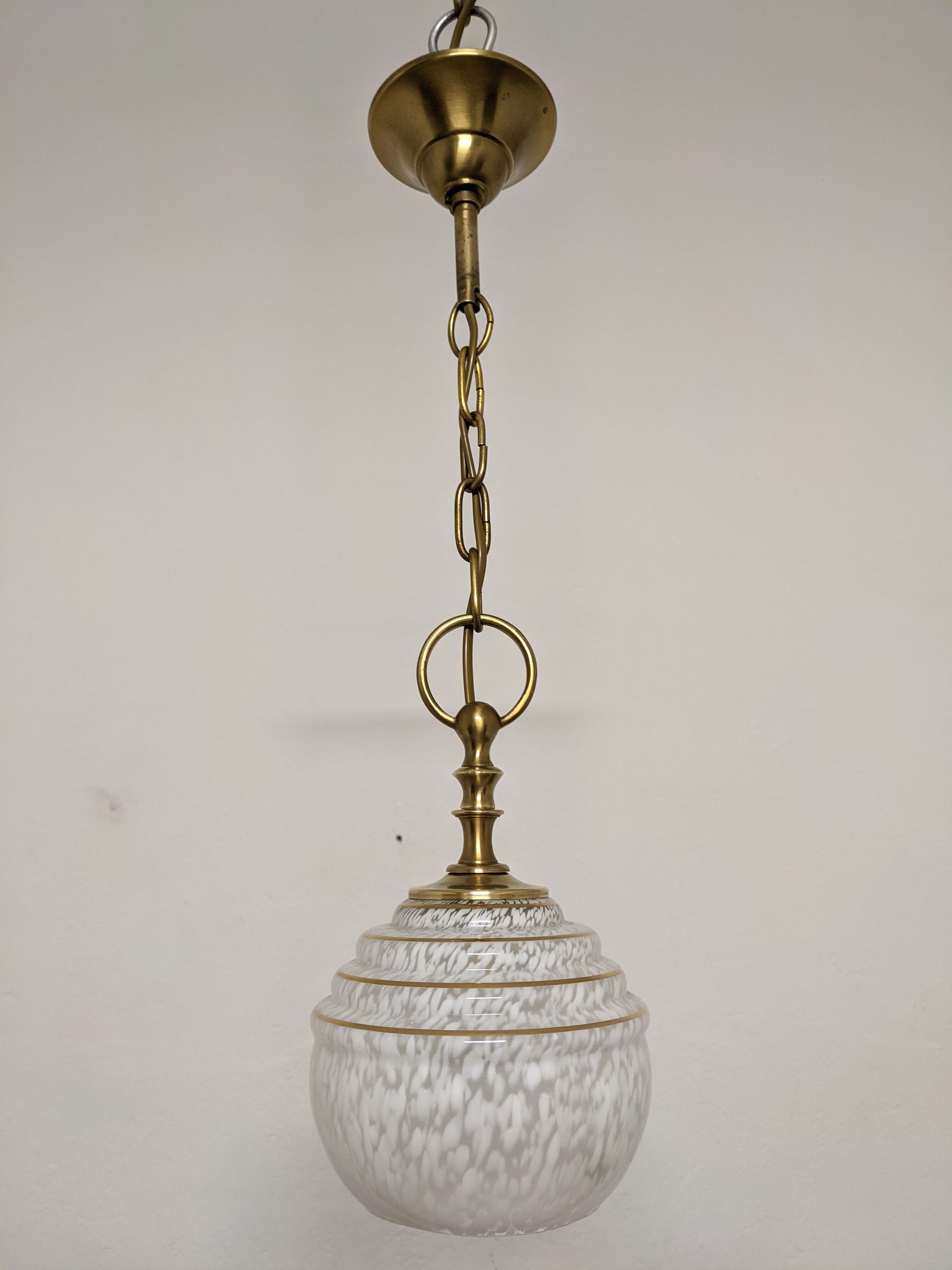 Vintage glass pendant lamp from Clichy