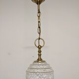 Vintage glass pendant lamp from Clichy