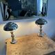 Pair of Art Deco ELAU mushroom lamps with adjustable nickel-plated metal.