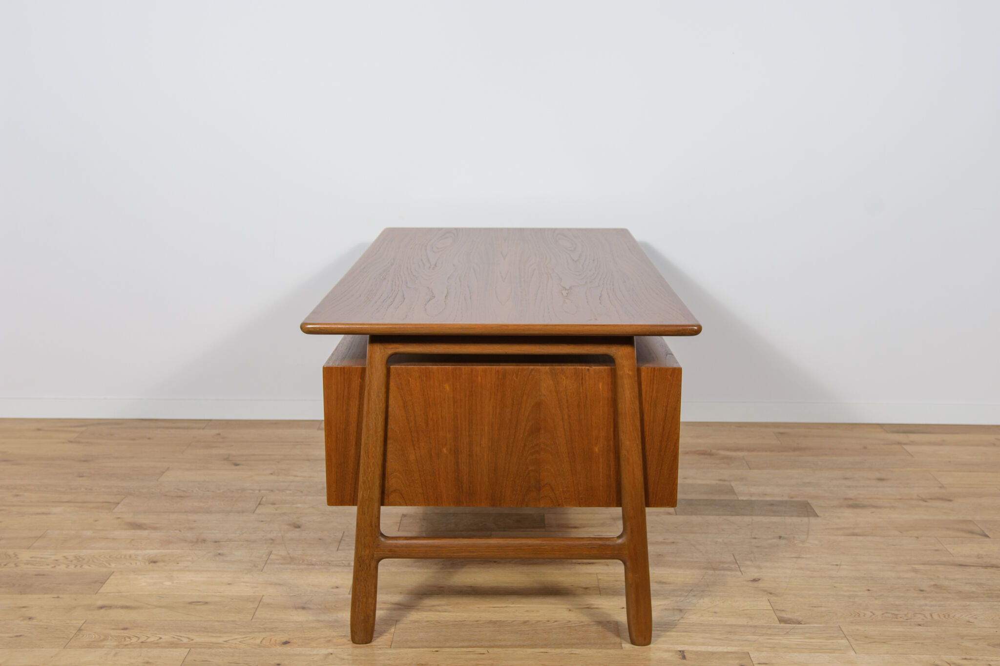Mid-Century Teak Model 75 Freestanding Desk from Omann Jun, Denmark, 1950s