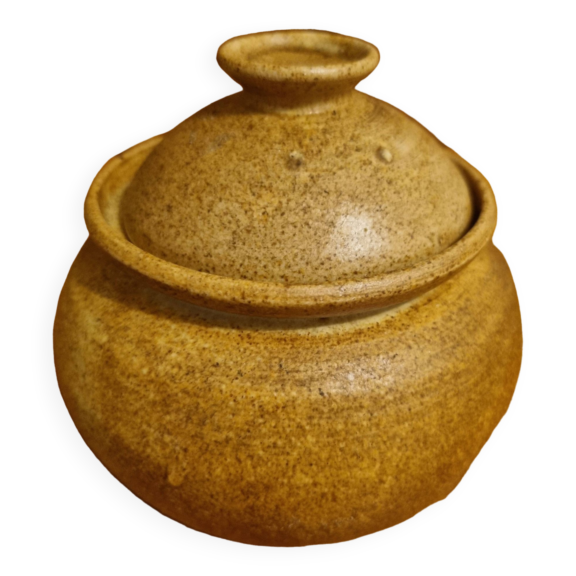 Stoneware sugar bowl with lid