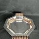 Art deco, Hexagonal cut silver metal socket wood 1930