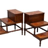 Superb pair Mahogany and Leather library steps England