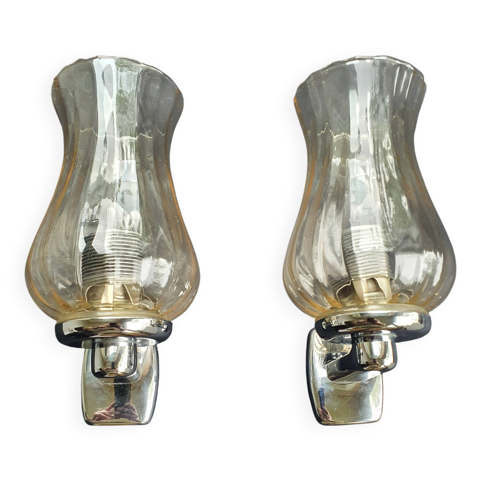 Pair of vintage chrome wall sconces