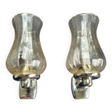 Pair of vintage chrome wall sconces