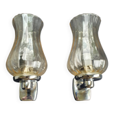 Pair of vintage chrome wall sconces