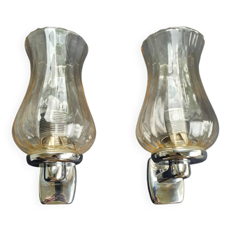 Paire d'appliques murales chromées vintage