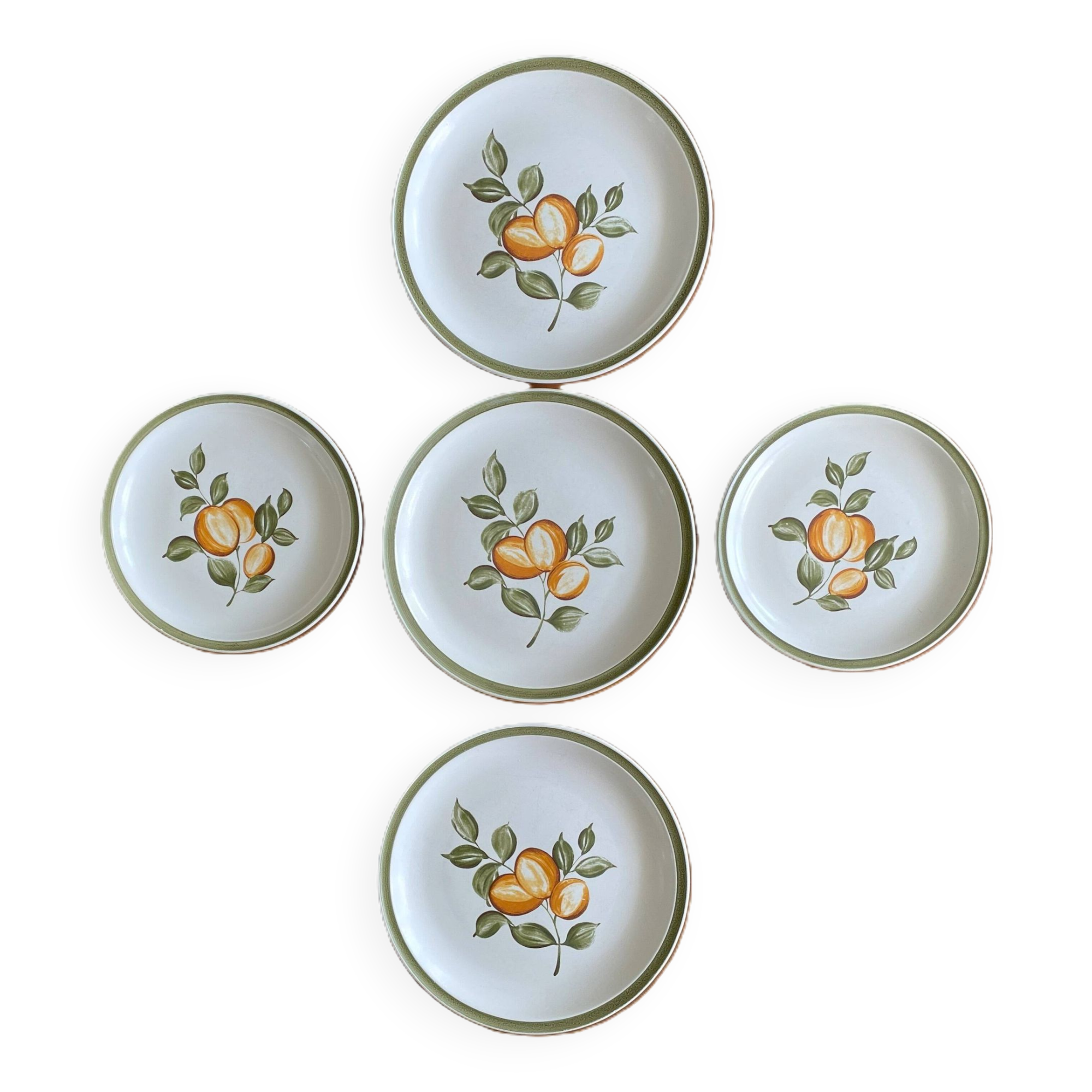 5 old Gien earthenware flat plates