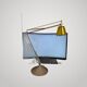 Philippe Starck Archimoon K lamp for Flos 1998 with yellow shade.