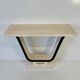 Italian Art Deco Parchment, Brass, Black Console, In the style of Borsani,