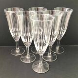 6 chiseled glass champagne flutes