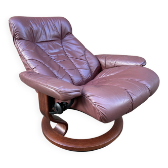 Vintage Leather Stressless Armchair Ekornes Norway 1980s
