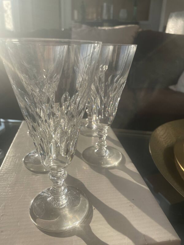 5 Verres flutes à champagne Baccarat modèle Armagnac