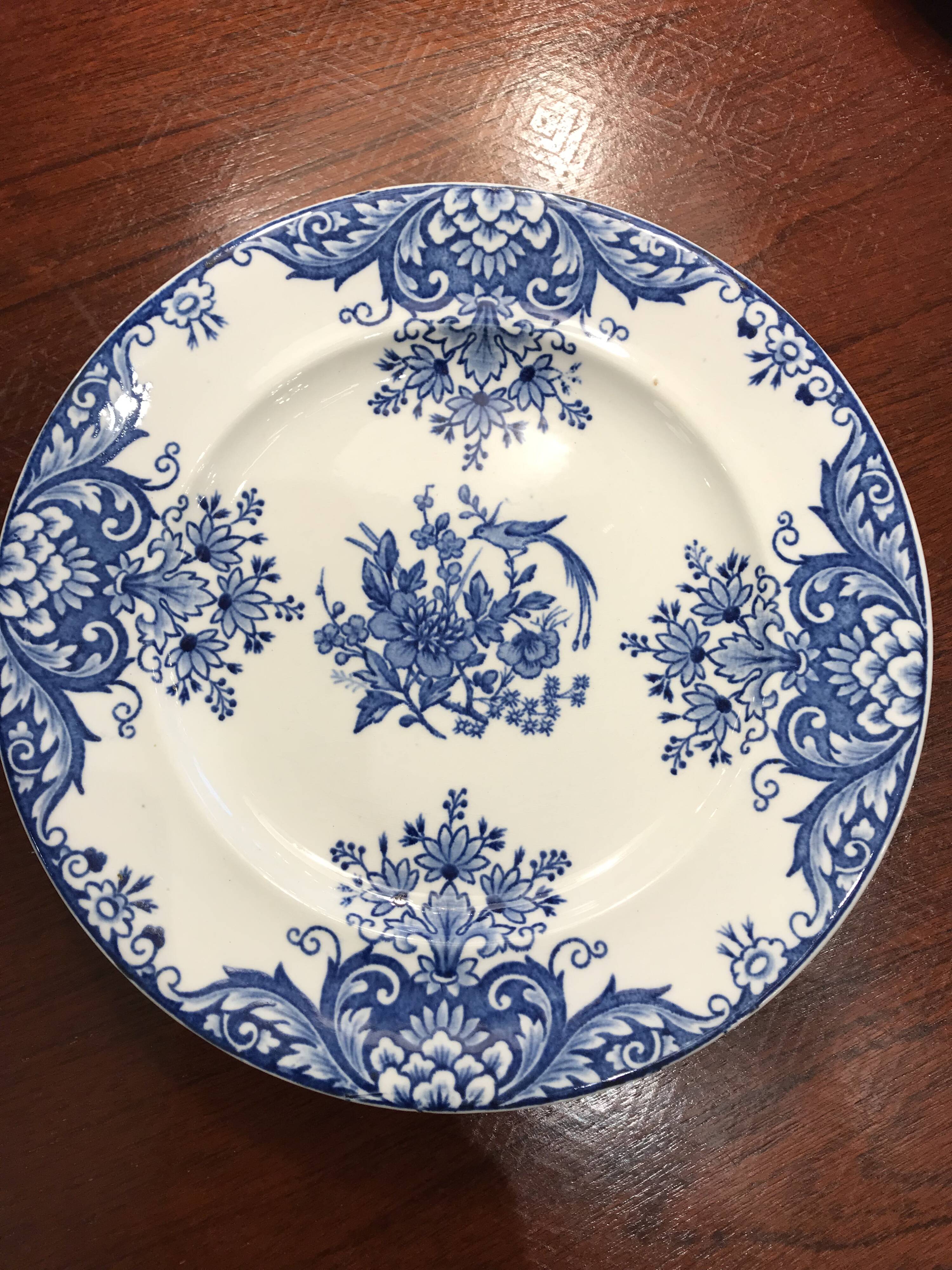 8 Longwy blue dessert plates