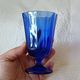 6 vintage footed glasses in cobalt blue coloured glass from Portugal