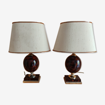 Lampes modernistes style Barbier en céramique 1970