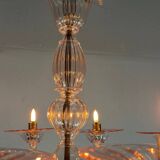 Venetian glass lustre in pink, in the style of Venini.