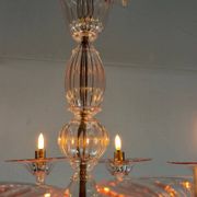 Venetian glass lustre in pink, in the style of Venini.