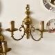 2 two-light wall sconces in gold-plated brass