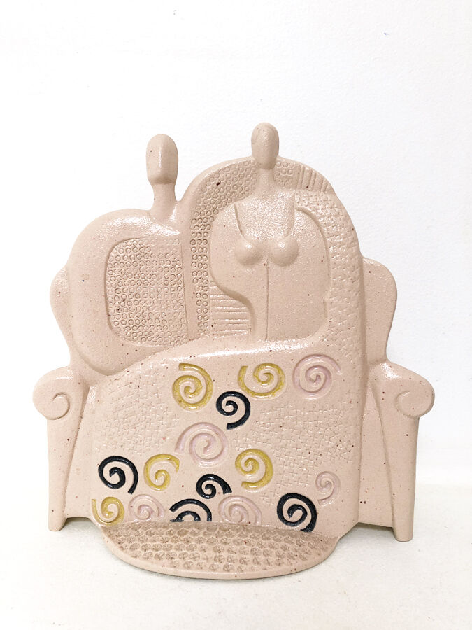 Couple rose, ceramiche chiminazzo, 1970