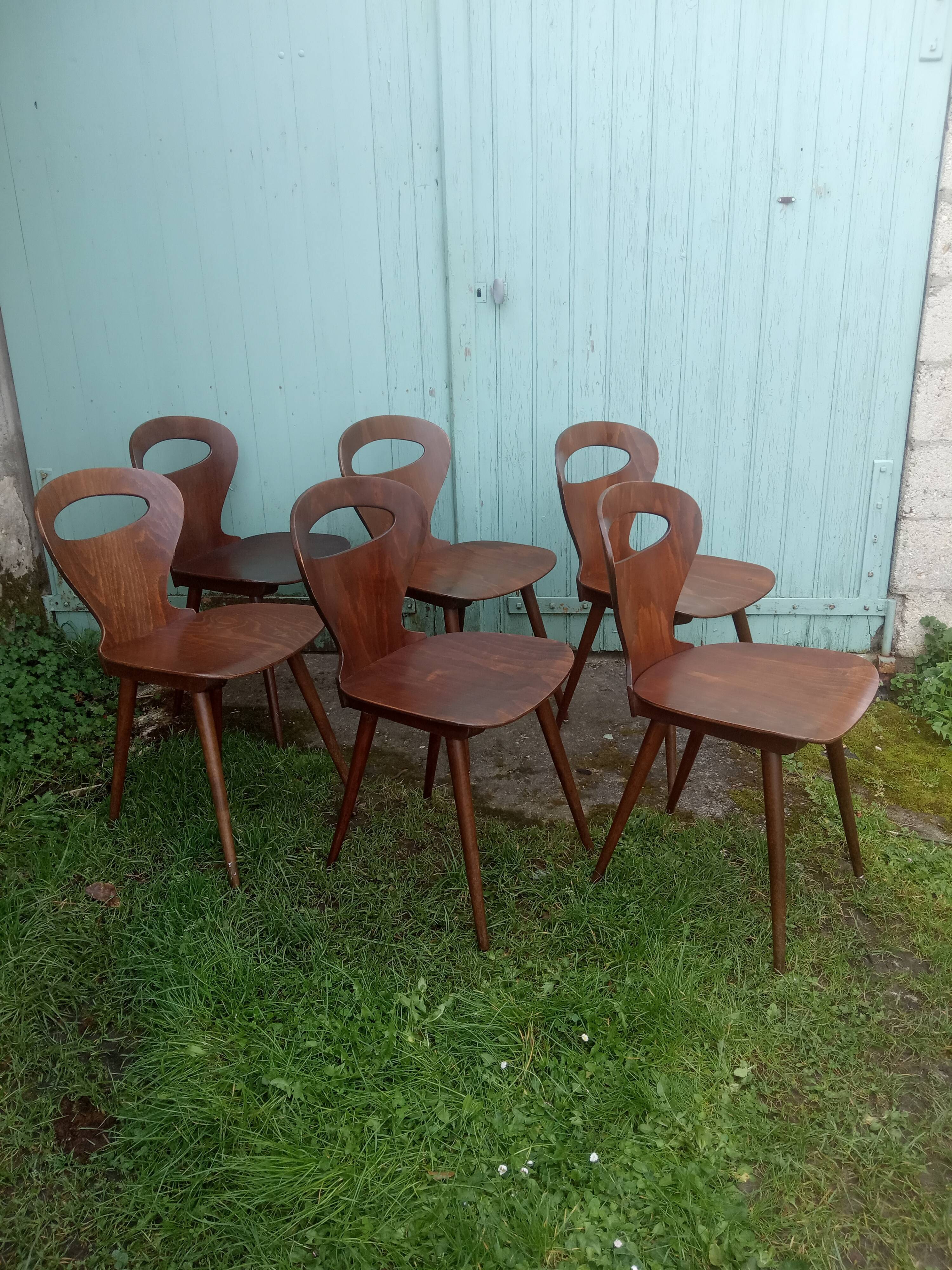 Lot de 6 chaises bistrot Baumann modèle "Fourmi"