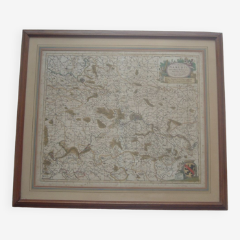 Carte ancienne xvii province de namur belgique par visscher, comitatus namurci, atlas minor, cadre