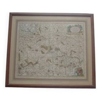 Old map xvii province of namur belgium by visscher, comitatus namurci, atlas minor, frame