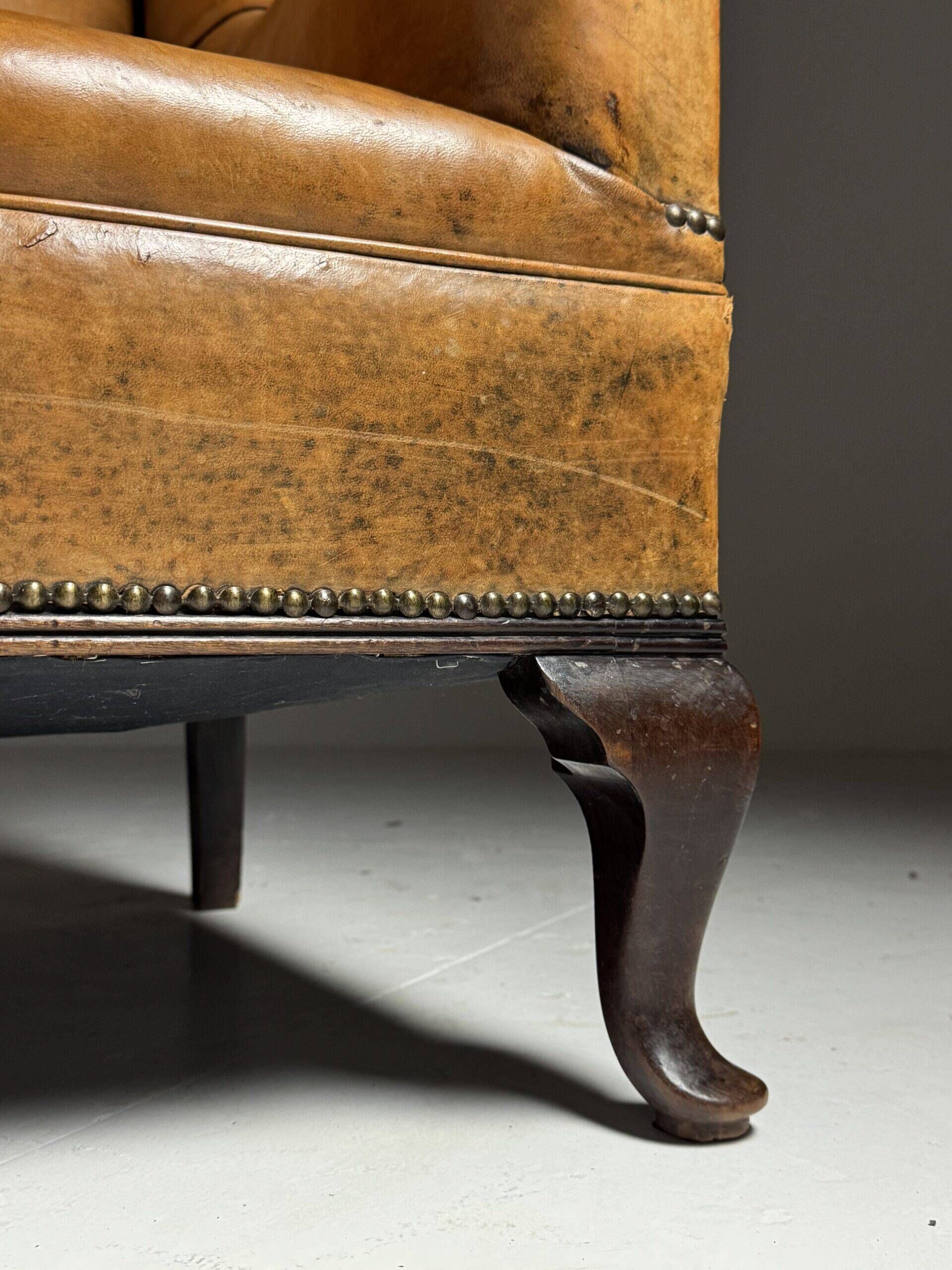 Sheepskin leather classic sofa bench