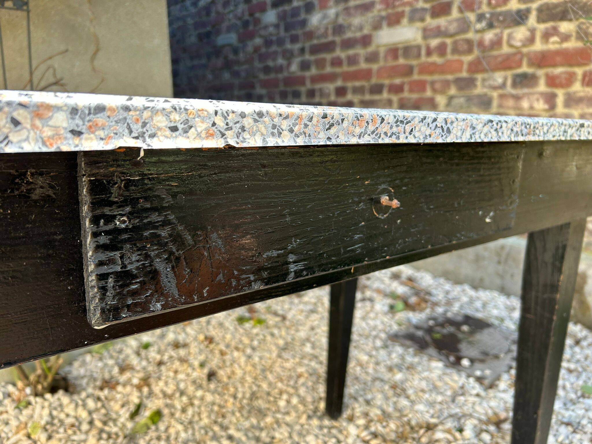 Vintage wooden table adhesive coating