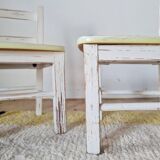 Vintage children's chair pair – White patinated wood