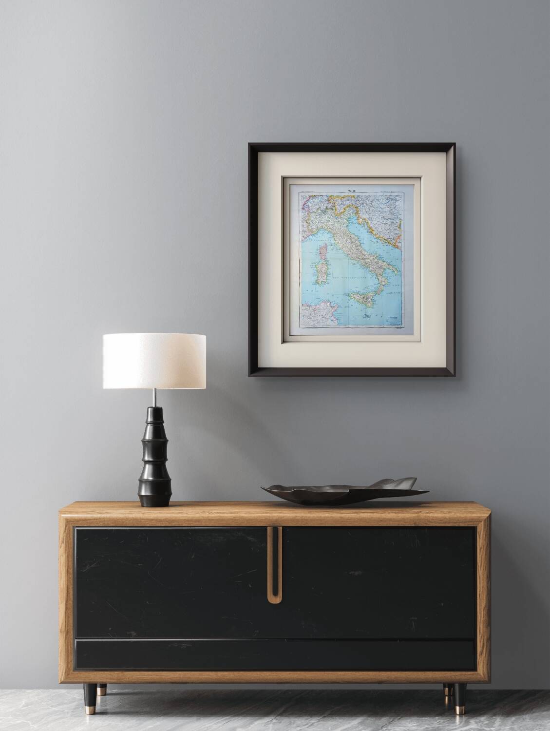 Italy, original map printed in 1907.