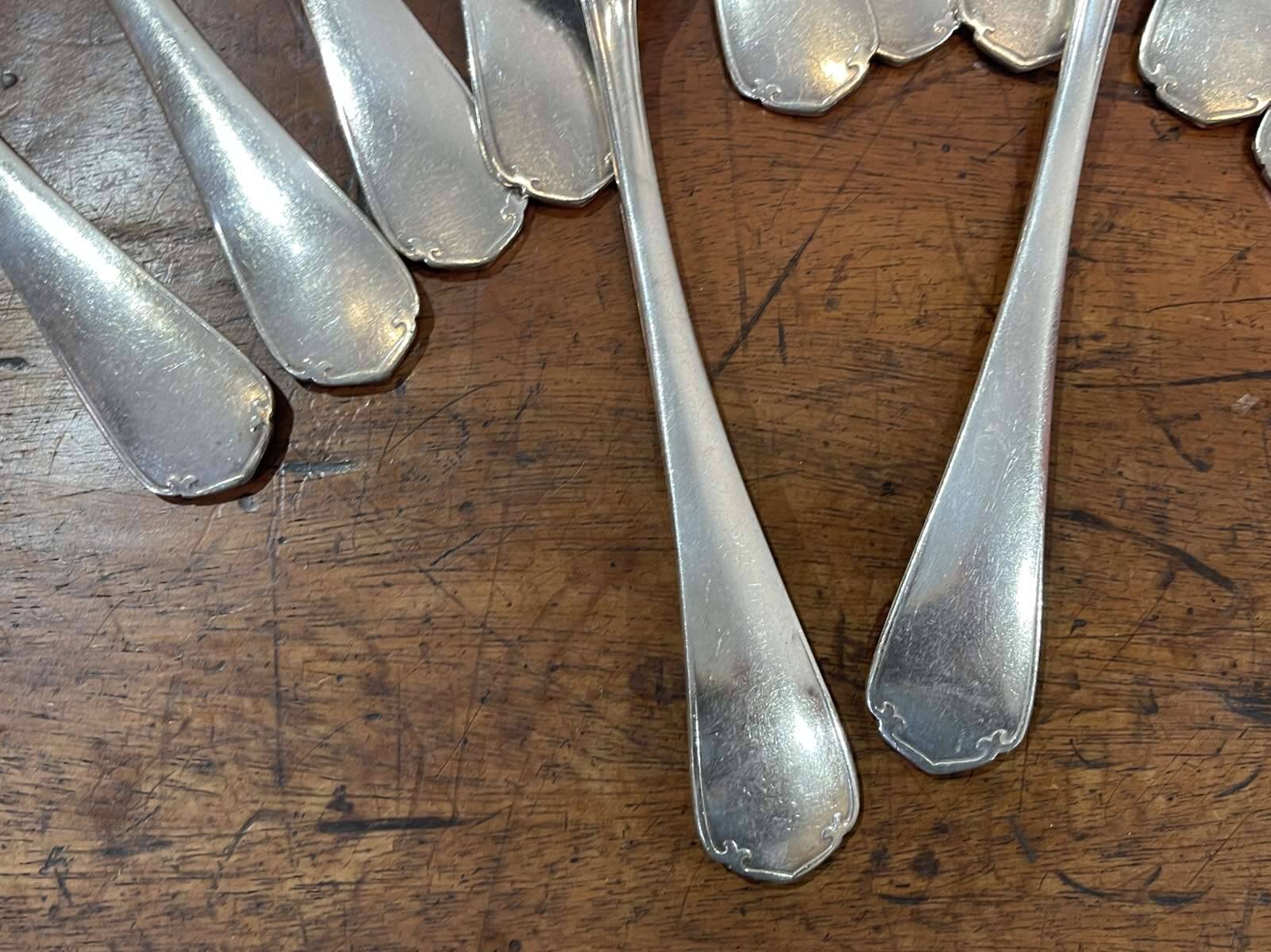 Set of 12 large silver-plated metal spoons - christofle